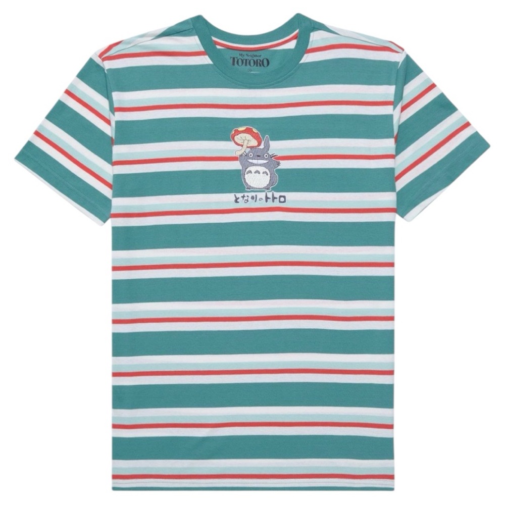 NWT Studio Ghibli My Neighbor Totoro Running Totoro Embroidered Striped T-Shirt